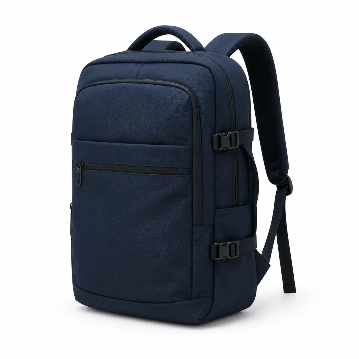 Shulen premium business laptop backpack in navy blue with USB charging port and combination lock