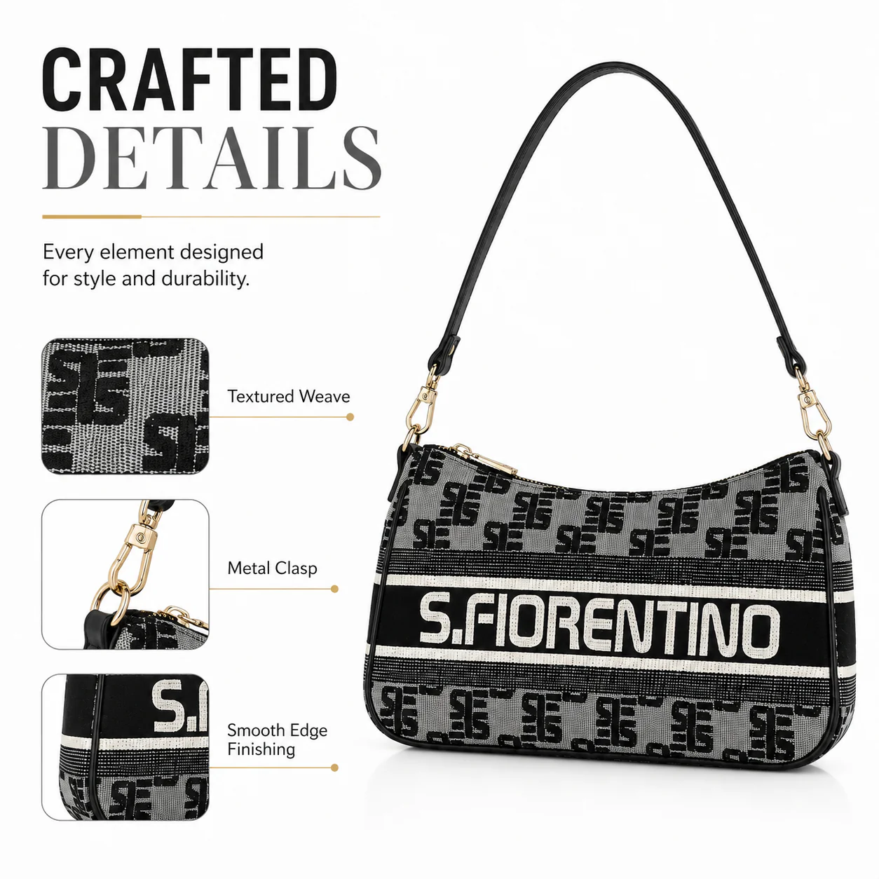 Shulen Monogram Jacquard Shoulder Bag — Clip-On Shoulder Strap