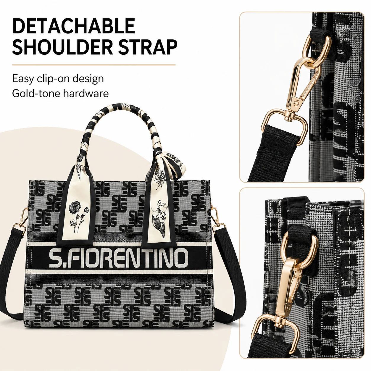 Shulen Structured Jacquard Scarf-Handle Tote — Wrapped Scarf Handles