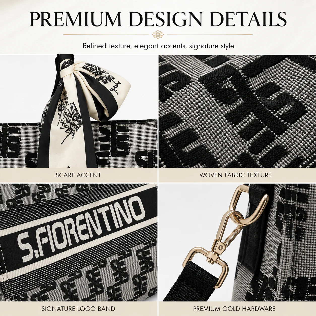Shulen Structured Jacquard Scarf-Handle Tote — Structured Everyday Silhouette