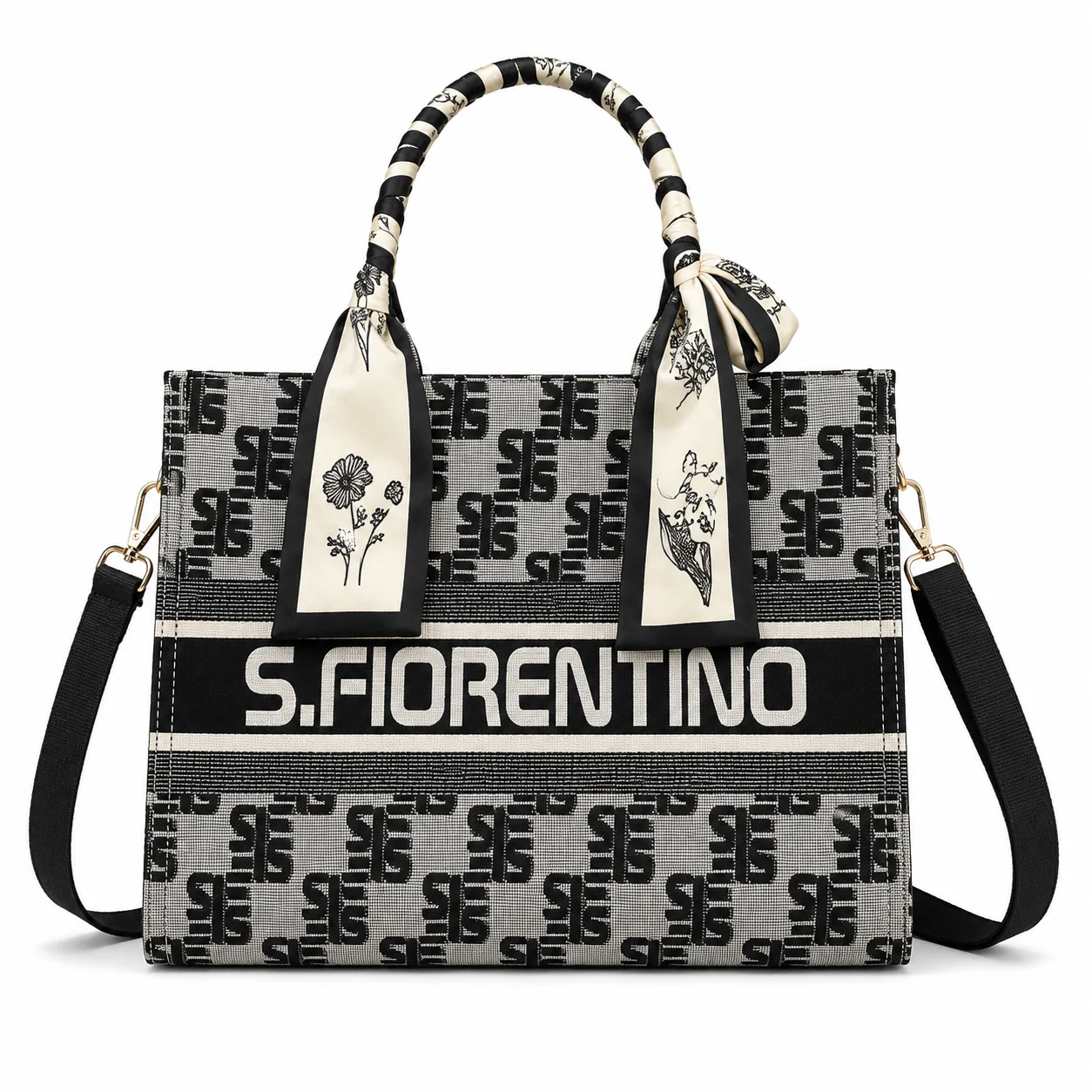 Shulen Structured Jacquard Scarf-Handle Tote