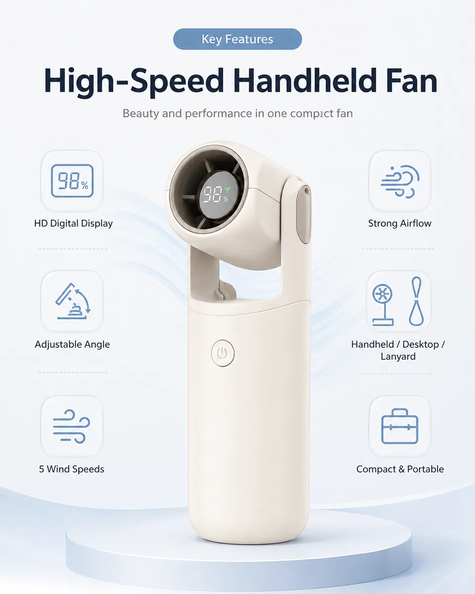 F03 Turbo Mini Fan — Five Adjustable Wind Speeds