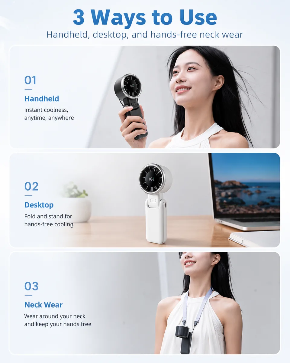 H03 Foldable Handheld Fan — Brushless Motor Design