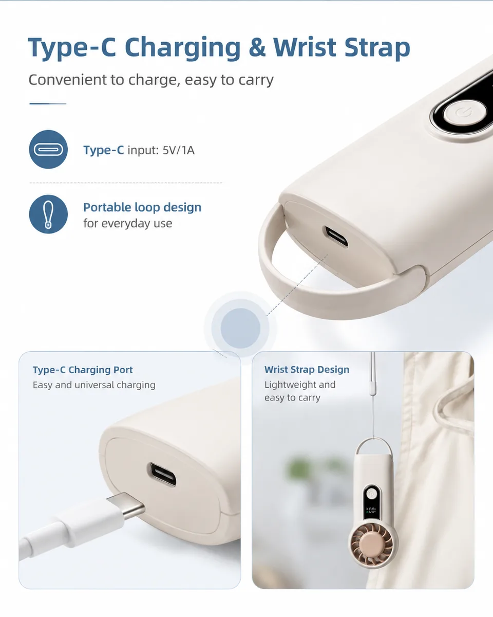 H07 Pocket Handheld Fan — Clear Information at a Glance