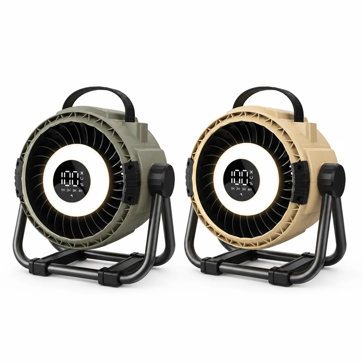 Shulen H10 portable outdoor camping fan with 20000mAh battery and LED ring light