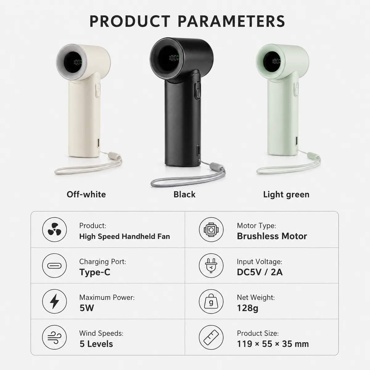 N610 High-Speed Turbo Handheld Fan — Powerful Brushless Motor