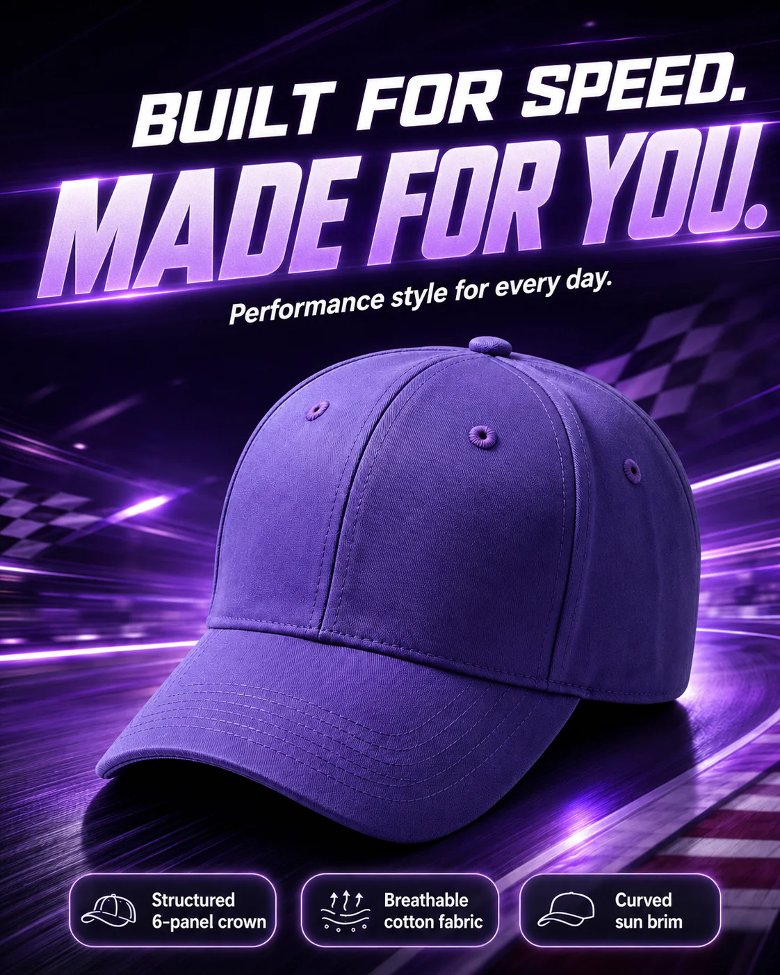 M2006 Premium Racing Baseball Cap — Fine Stitching Craftsmanship