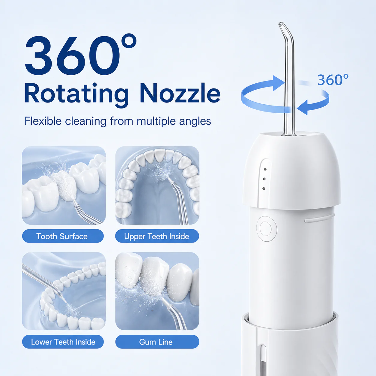W360 Portable Smart Water Flosser — Compact When Stored, Ready When Needed